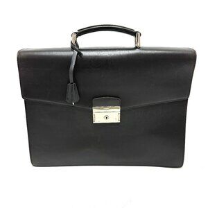 PRADA VR0006 briefcase bag Business bag Leather Black/Metal fittingsSilver